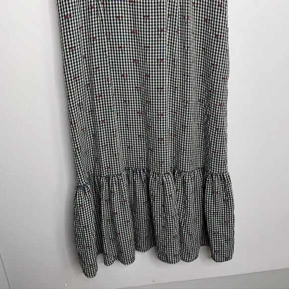 Louche Aimee Cherry Check Print Midi Dress Plaid Womens Us 12