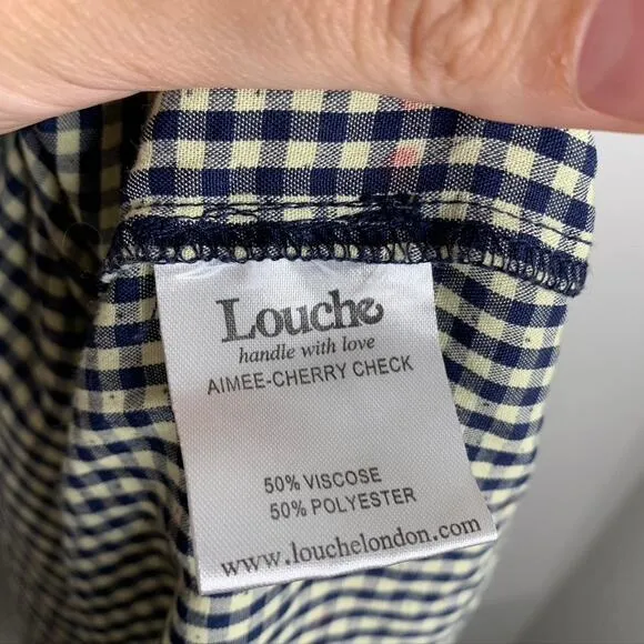 Louche Aimee Cherry Check Print Midi Dress Plaid Womens Us 12