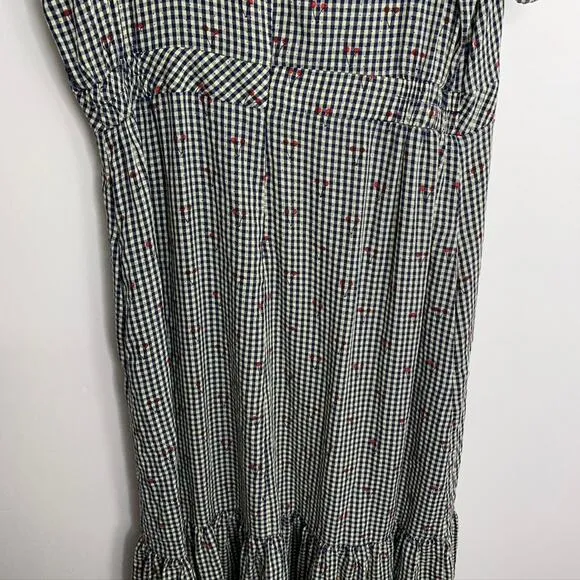 Louche Aimee Cherry Check Print Midi Dress Plaid Womens Us 12