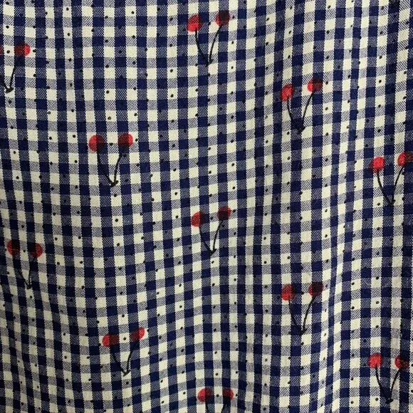 Louche Aimee Cherry Check Print Midi Dress Plaid Womens Us 12