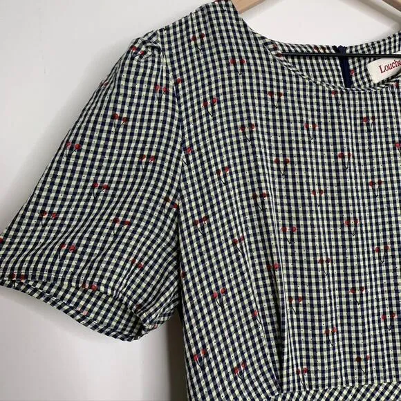 Louche Aimee Cherry Check Print Midi Dress Plaid Womens Us 12
