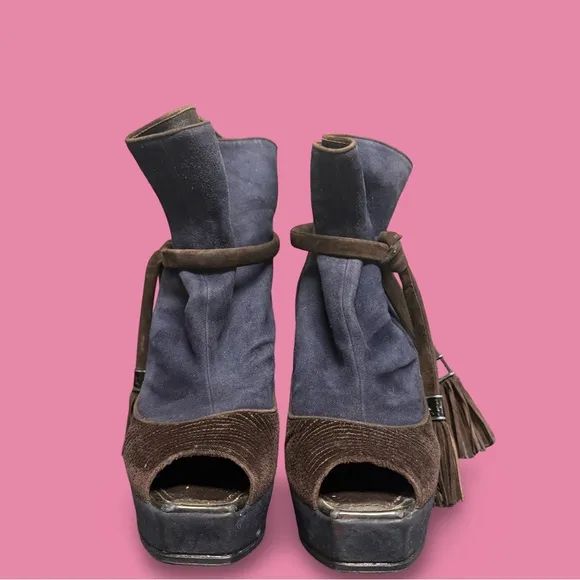 Louis Vuitton Kalahari Lizard Navy Blue Red Brown Ankle Boots