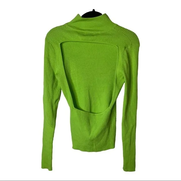 LPA x REVOLVE Lime Green Open Back Mock Neck Pullover Sweater Small
