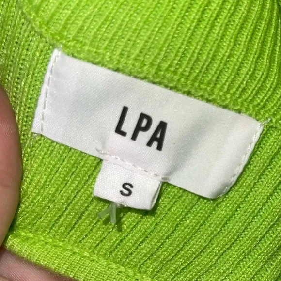 LPA x REVOLVE Lime Green Open Back Mock Neck Pullover Sweater Small
