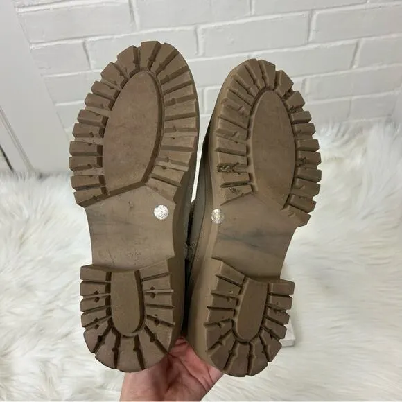 Lucky Brand Elyton Tan Suede Chunky Lug Sole Boots Size 9