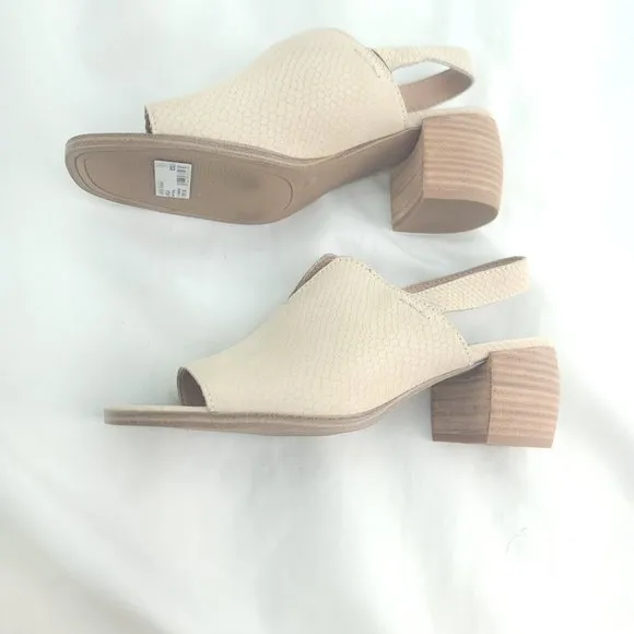 Lucky Brand Womens Jaila Warm Sand Open Toe Block Heel Mule Sandal Size 7.5 M
