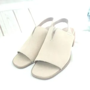 Lucky Brand Womens Jaila Warm Sand Open Toe Block Heel Mule Sandal Size 7.5 M