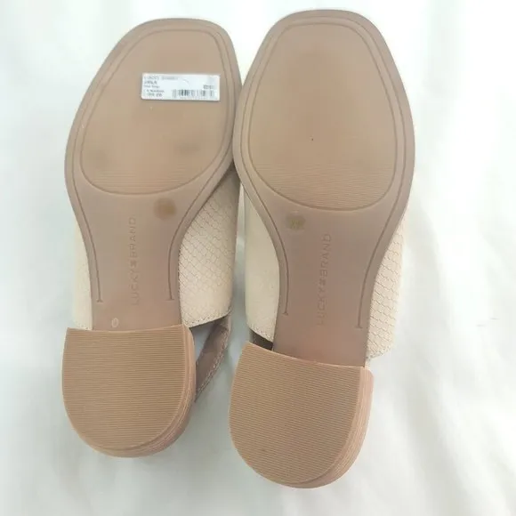Lucky Brand Womens Jaila Warm Sand Open Toe Block Heel Mule Sandal Size 7.5 M