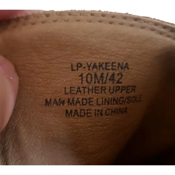 Lucky Brand Yakeena Ankle Boots Size 10 Tan Suede Upper Wooden Wedge Side Zipper