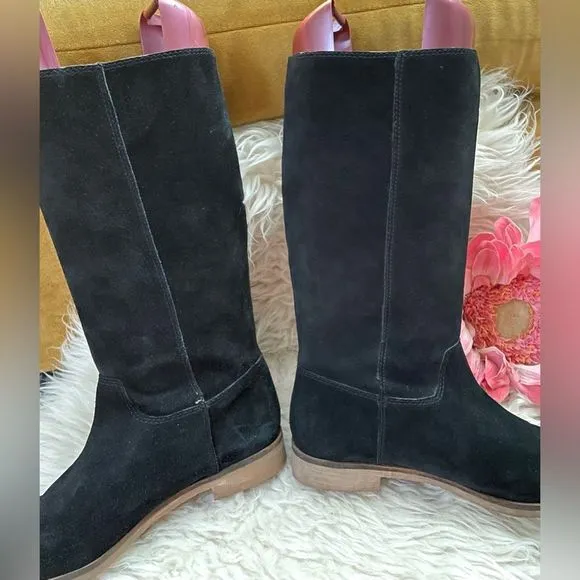 Lucky Brand &quot;Grayer&quot; Black Suede Fringe Boots 8