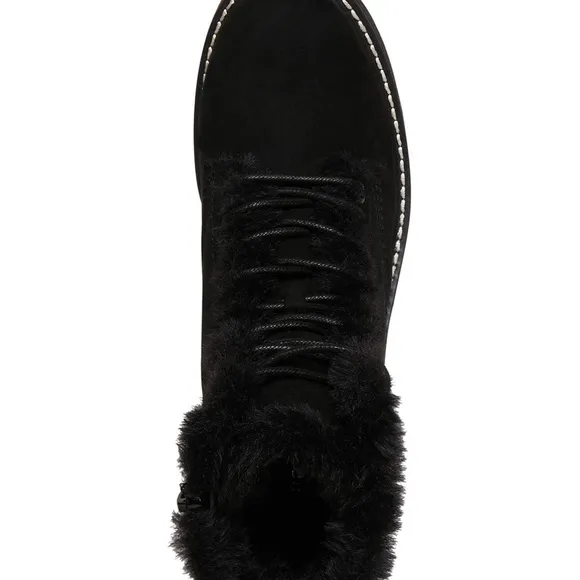 Madden girl black faux fur combat boots 8