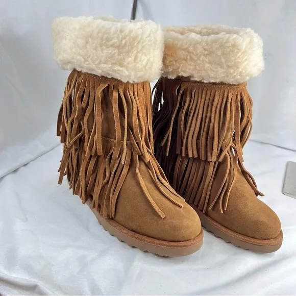 MADDEN GIRL Sleet Suede Fringe Wedge Boots