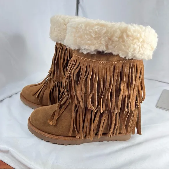 MADDEN GIRL Sleet Suede Fringe Wedge Boots