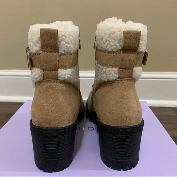 Madden Girl Tan Lug Sole Faux Fur Hiker Boots Size 9.5 Women’s Boots