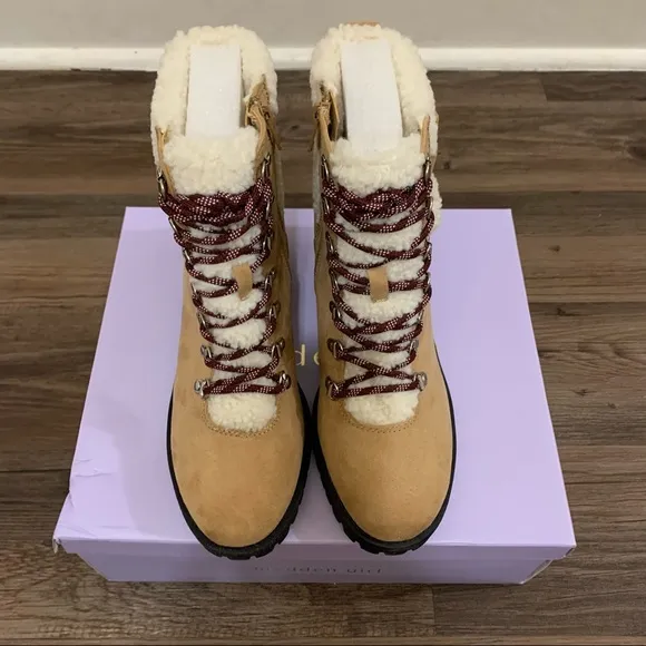 Madden Girl Tan Lug Sole Faux Fur Hiker Boots Size 9.5 Women’s Boots