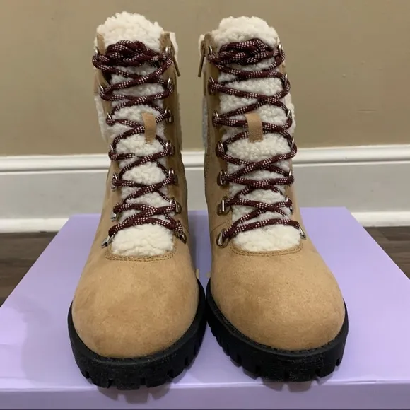 Madden Girl Tan Lug Sole Faux Fur Hiker Boots Size 9.5 Women’s Boots