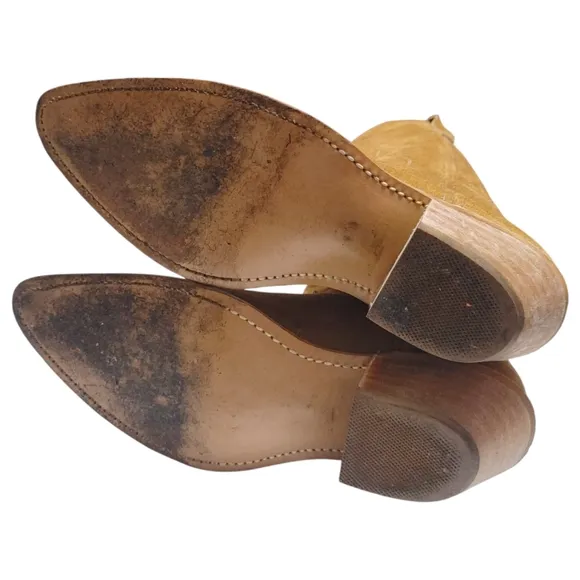 Made In USA Brown Suede Leather Pointed Toe Cowboy Boots Mens Size 8.5