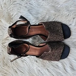 Madewell Alena Spotted Calf Hair Heeled Sandal Leather Ankle Strap Size 8