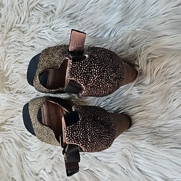 Madewell Alena Spotted Calf Hair Heeled Sandal Leather Ankle Strap Size 8