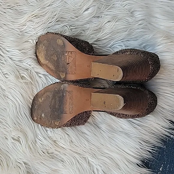 Madewell Alena Spotted Calf Hair Heeled Sandal Leather Ankle Strap Size 8