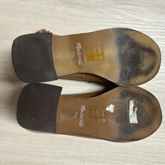 Madewell Mervin Slingback Leather Heeled Loafers‎ Shoes Womens 7 1/2 7.5 Camel