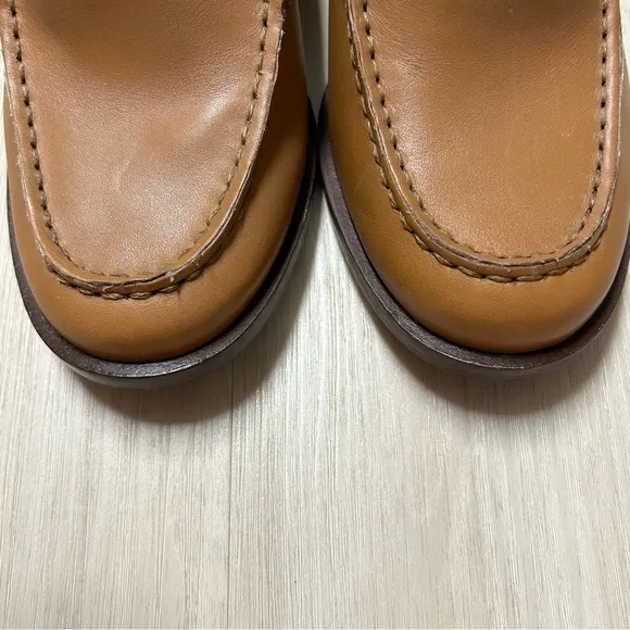 Madewell Mervin Slingback Leather Heeled Loafers‎ Shoes Womens 7 1/2 7.5 Camel