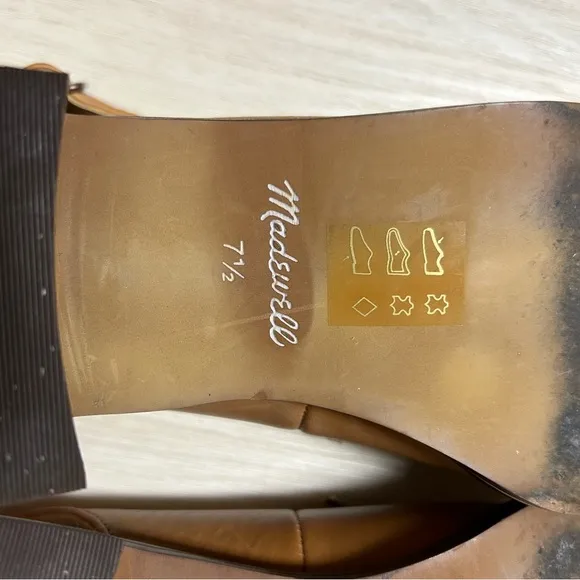Madewell Mervin Slingback Leather Heeled Loafers‎ Shoes Womens 7 1/2 7.5 Camel