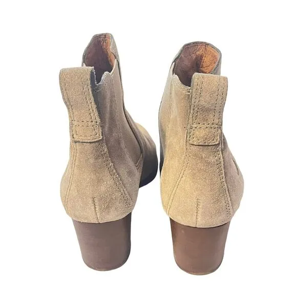 Madewell The Regan Boot Suede Booties •7• Heeled Pull On Ankle Tan J8434 EXC