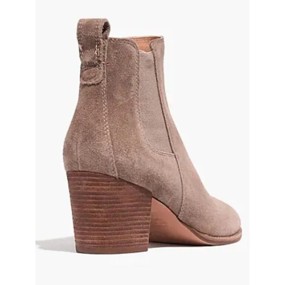 Madewell The Regan Boot Suede Booties •7• Heeled Pull On Ankle Tan J8434 EXC