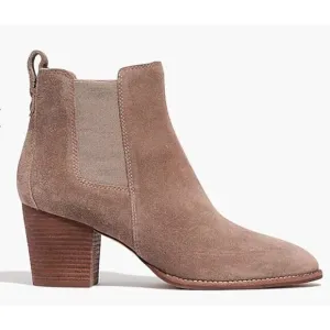 Madewell The Regan Boot Suede Booties •7• Heeled Pull On Ankle Tan J8434 EXC
