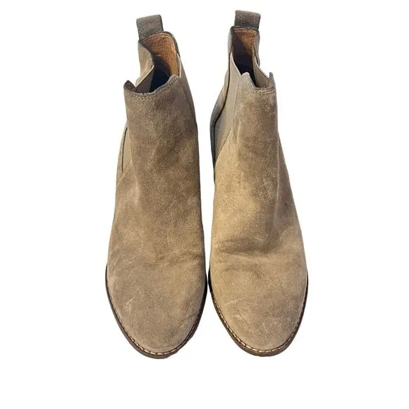 Madewell The Regan Boot Suede Booties •7• Heeled Pull On Ankle Tan J8434 EXC