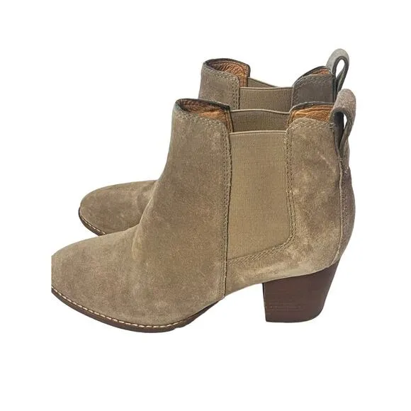 Madewell The Regan Boot Suede Booties •7• Heeled Pull On Ankle Tan J8434 EXC