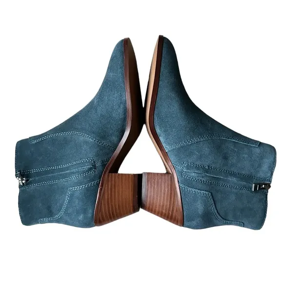 Madewell The Western Boot Suede Midnight Spruce  Size 8 Blue Leather Bootie NEW
