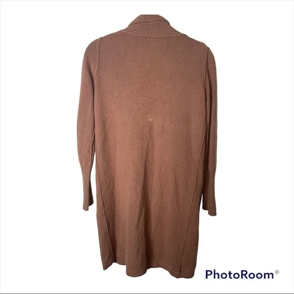 MAGASCHONI Camel Open Front Long Line 100% Cashmere Cardigan Sweater XS