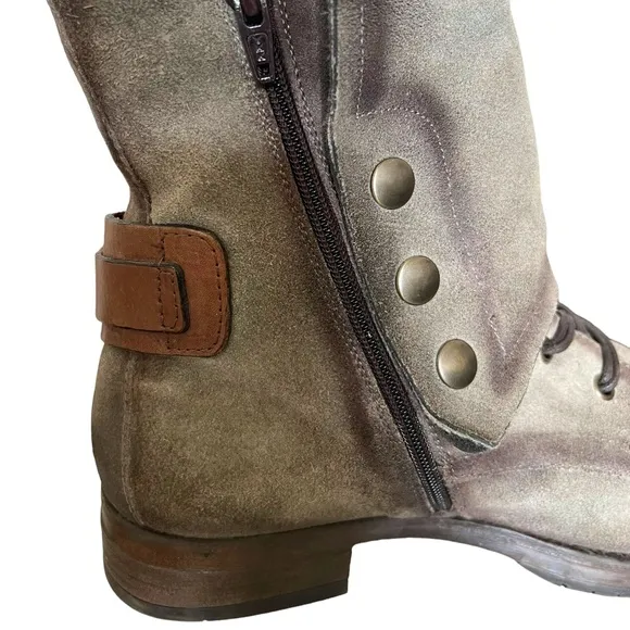 MANAS Suede/Leather Western Moto Convertible Ankle Boots Size 41/10