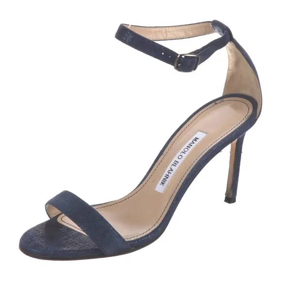 MANOLO BLAKHNIK NAVY CHAOS SANDAL Size 6