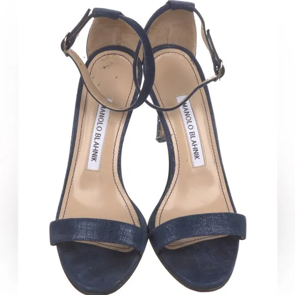MANOLO BLAKHNIK NAVY CHAOS SANDAL Size 6