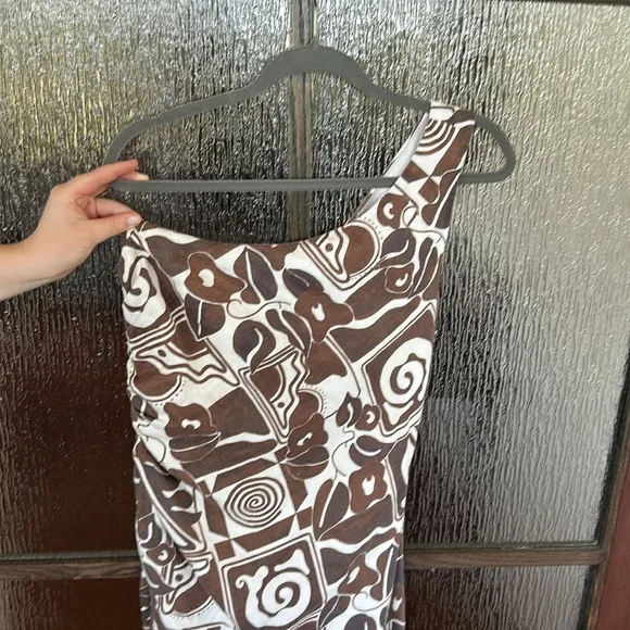 Mara Hoffman Enya Athenian Tribal Print One Shoulder Maxi Hemp Dress Sz 8