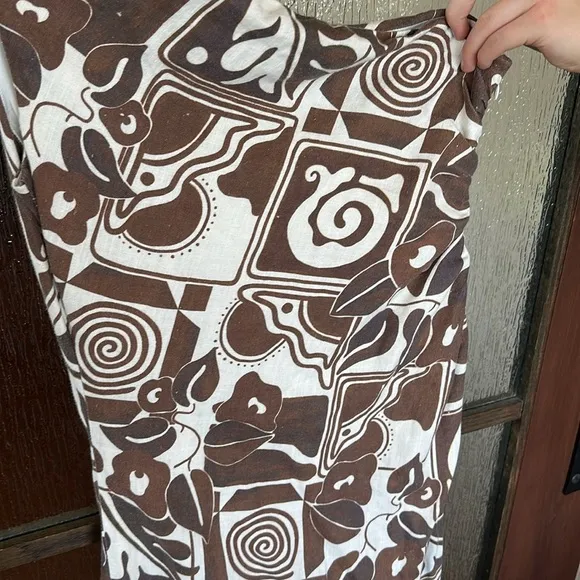 Mara Hoffman Enya Athenian Tribal Print One Shoulder Maxi Hemp Dress Sz 8