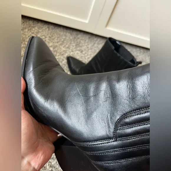 Marc Fisher Alva Pointy‎ Toe Leather Women’s Black Boots Size 9