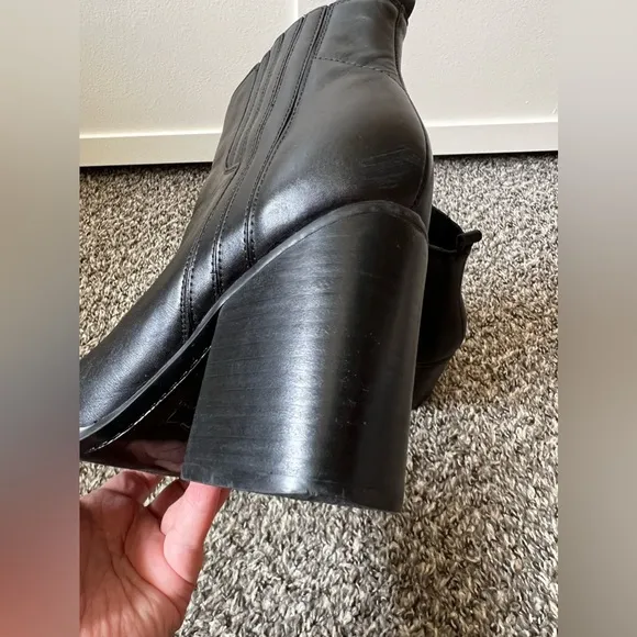 Marc Fisher Alva Pointy‎ Toe Leather Women’s Black Boots Size 9