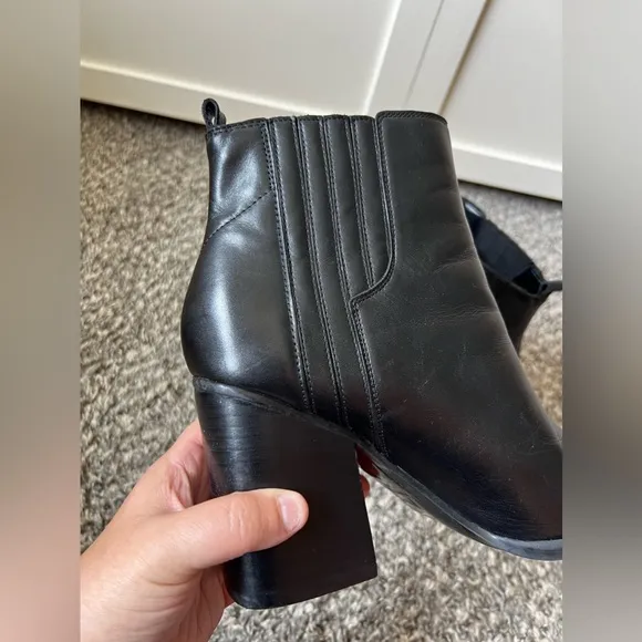 Marc Fisher Alva Pointy‎ Toe Leather Women’s Black Boots Size 9