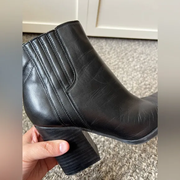 Marc Fisher Alva Pointy‎ Toe Leather Women’s Black Boots Size 9