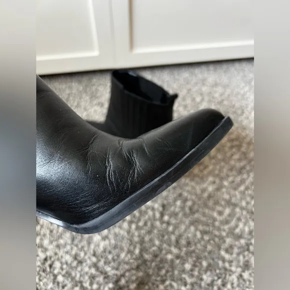 Marc Fisher Alva Pointy‎ Toe Leather Women’s Black Boots Size 9