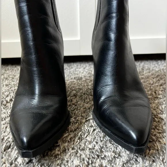 Marc Fisher Alva Pointy‎ Toe Leather Women’s Black Boots Size 9
