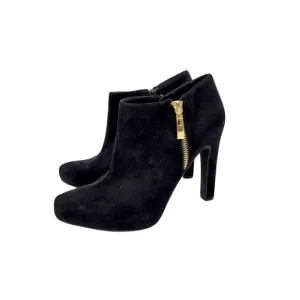 Marc Fisher Black Faux Suede Platform Ankle Zipper Booties 9M