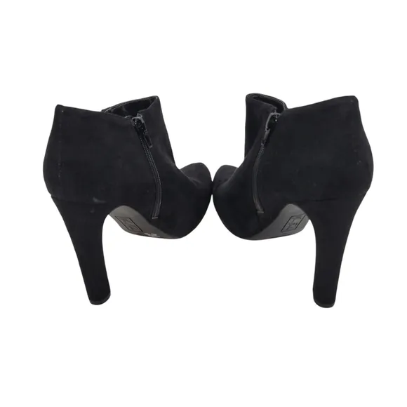 Marc Fisher Black Faux Suede Platform Ankle Zipper Booties 9M