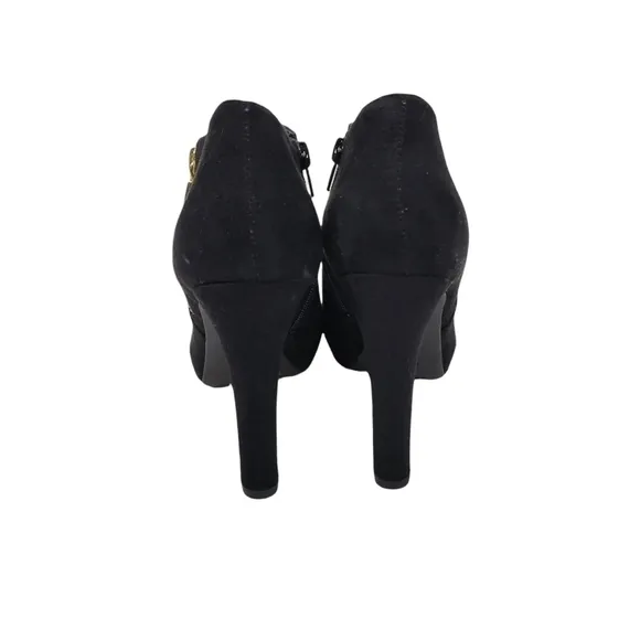 Marc Fisher Black Faux Suede Platform Ankle Zipper Booties 9M