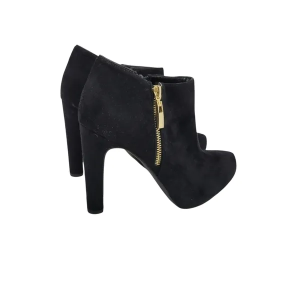Marc Fisher Black Faux Suede Platform Ankle Zipper Booties 9M