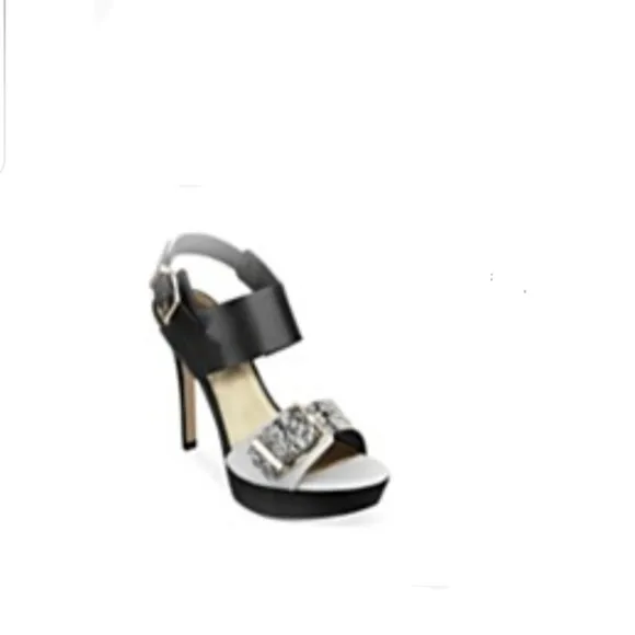 Marc Fisher Black White Smakeskin Platform Sandals